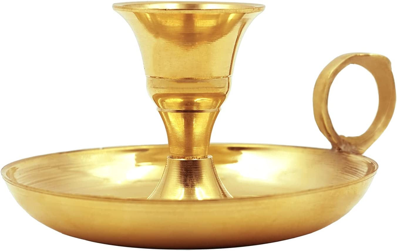 Shubhkart Solid Brass Hand Grip Candle Holder