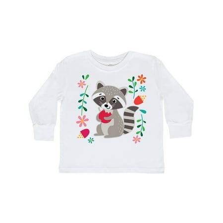 

Inktastic Woodland Raccoon Spring Flowers Gift Toddler Toddler Girl Long Sleeve T-Shirt