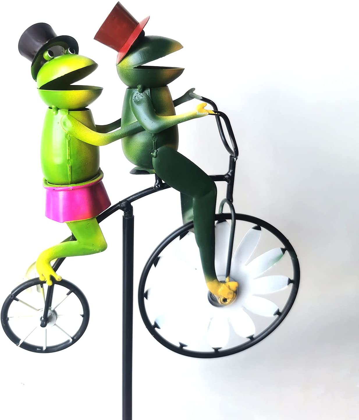 HomChum Metal Wind Spinners for Yard and Garden, Frog Ornament Wind