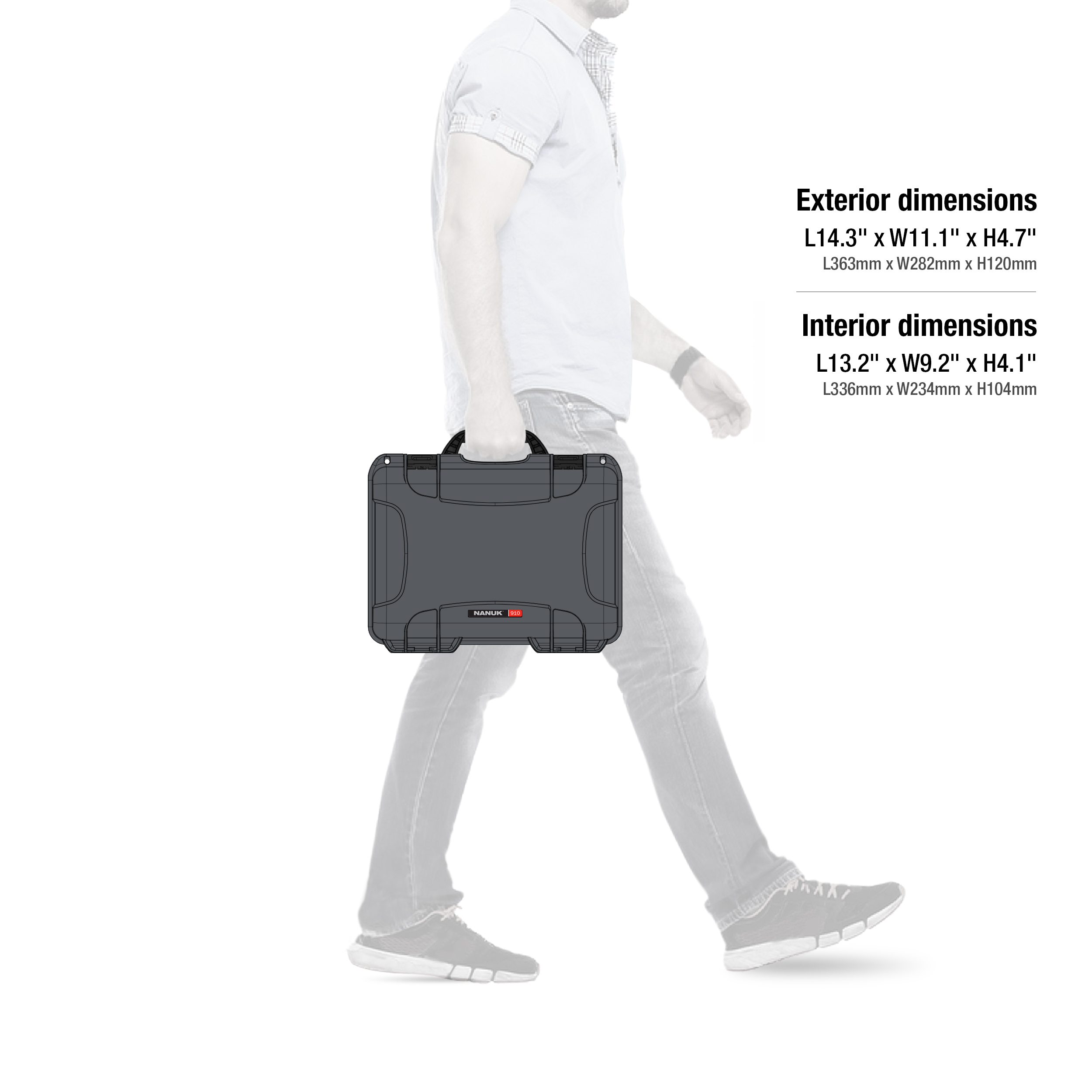 Nanuk 910 Waterproof Professional Classic Pistol/Gun Case, Military Approved with Custom Insert for 2UP - Graphite