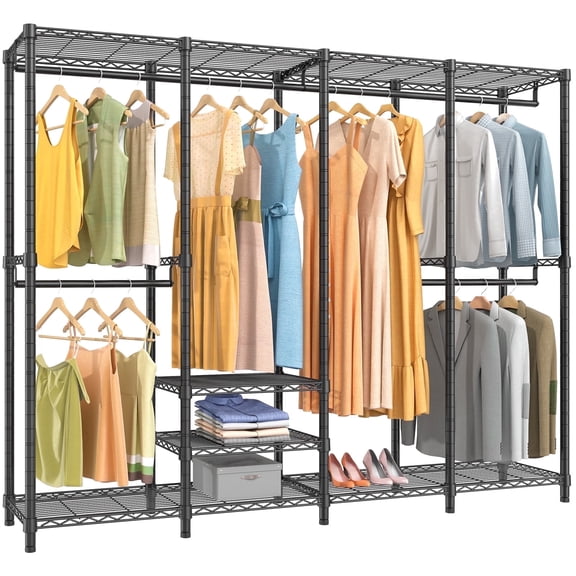 VIPEK V40 Wire Garment Rack, 76" L x 15.7" W x 75.6" H, Max Load 800lbs, Black