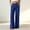 #0150-Blue, variant on Womens Casual Pants, Solid Linen Blend Straight Leg Trousers, Elastic High Waist with Pockets, Loose Comfy Long Bottoms Gift