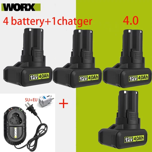 100% Nuevo Original 2.0/4.0Ah para WORX Kress 12V WA3506 WU127 WU128 WU130 WU131X WU132 WU280 WX128 WX129 WX540 Batería para Herramienta Eléctrica