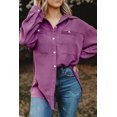 thumbnail image 1 of Women's Purple Solid Pocket Long Sleeve Button-up Shirt, 1 of 19