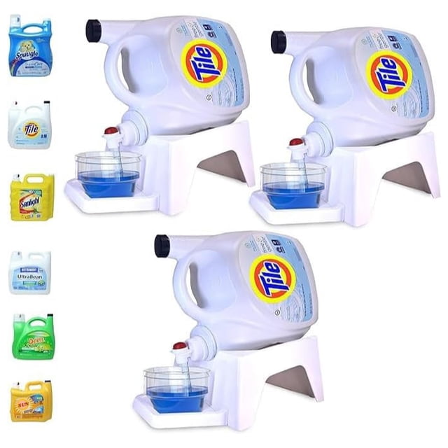 Dispensador de detergente para ropa Skywin, paquete de 3 unidades, con patas antideslizantes, color blanco