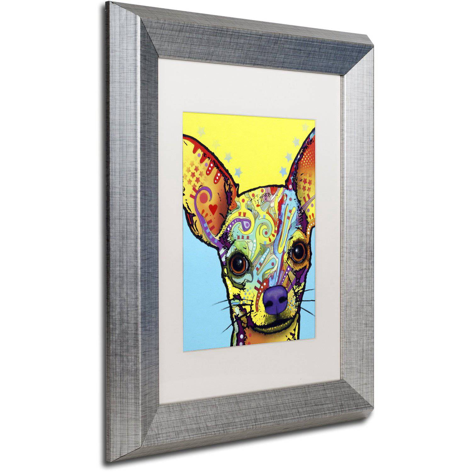 Trademark Fine Art "Chihuahua" Canvas Art by Dean Russo White Matte, Silver Frame
