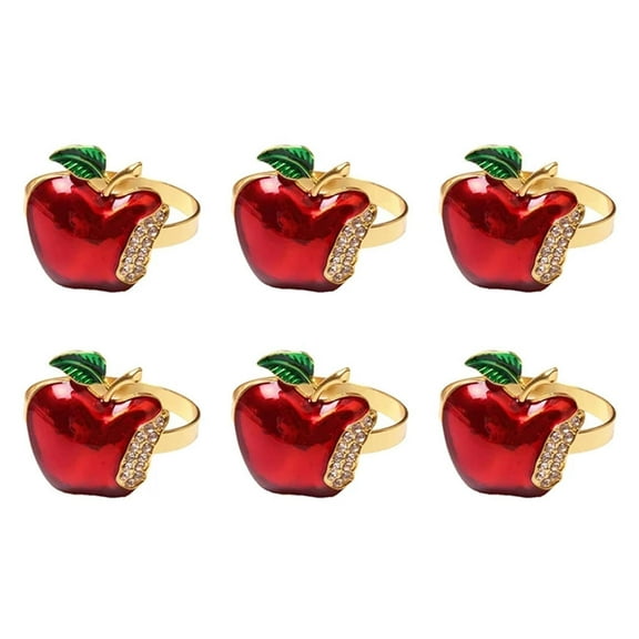 FONWILYO Napkin Rings Zinc Alloy 6Pcs 1.6x1.3x1.2In Apple Shaped