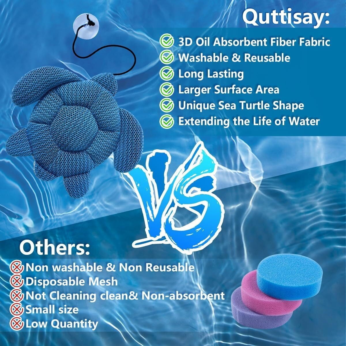 Hot Tub Scum Absorber, Scum Turtle Hot Tub Cleaner Hot Tub Accessories 2 Pack Hot Tub Sponge for Scum Reusable Spa & Pool Cleaner Hot Tub Oil Absorbing Scum Absorber Keeps Water Clean