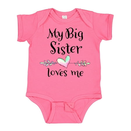 

Inktastic My Big Sister Loves Me- Heart Gift Baby Boy or Baby Girl Bodysuit