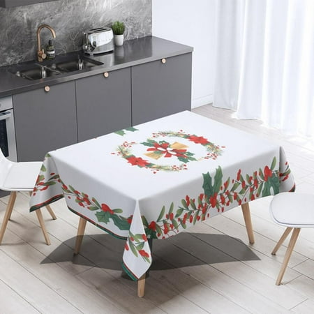 

Autmor Christmas Tablecloth Winter Table Cloth for Rectangle Tables Snowflake Xmas Tree Holiday Farmhouse Rustic Party Outdoor Decor Red Buffalo Plaid Check Green Holly Christmas Table Cover