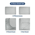 thumbnail image 2 of Soft Lightweight 400TC 100% Cotton Sateen Bed Sheet Set – 4-Piece King – Light Grey, 2 of 8