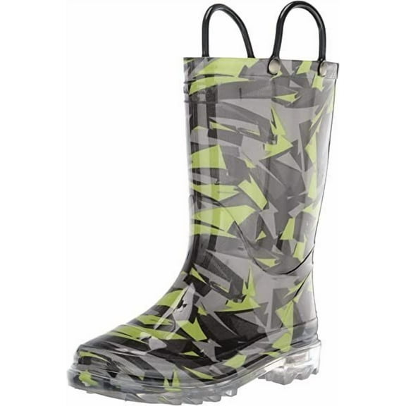 Western Chief Kids Light-up Waterproof Rain Boot, Camo, 8 M US