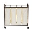 Household Essentials Rolling Quad Sorter Laundry Hamper with Natural