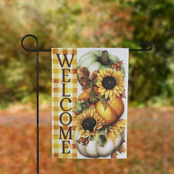 Northlight Pumpkins and Sunflowers Welcome Fall Harvest Outdoor Garden Flag - 18" x 12.5"