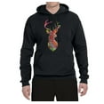 thumbnail image 2 of Wild Bobby, Trippy Colorful Buck Head Rainbow Hunting Deer Mosaic | Mens Animal Lover Hooded Sweatshirt Graphic Hoodie, Black, Small, 2 of 4