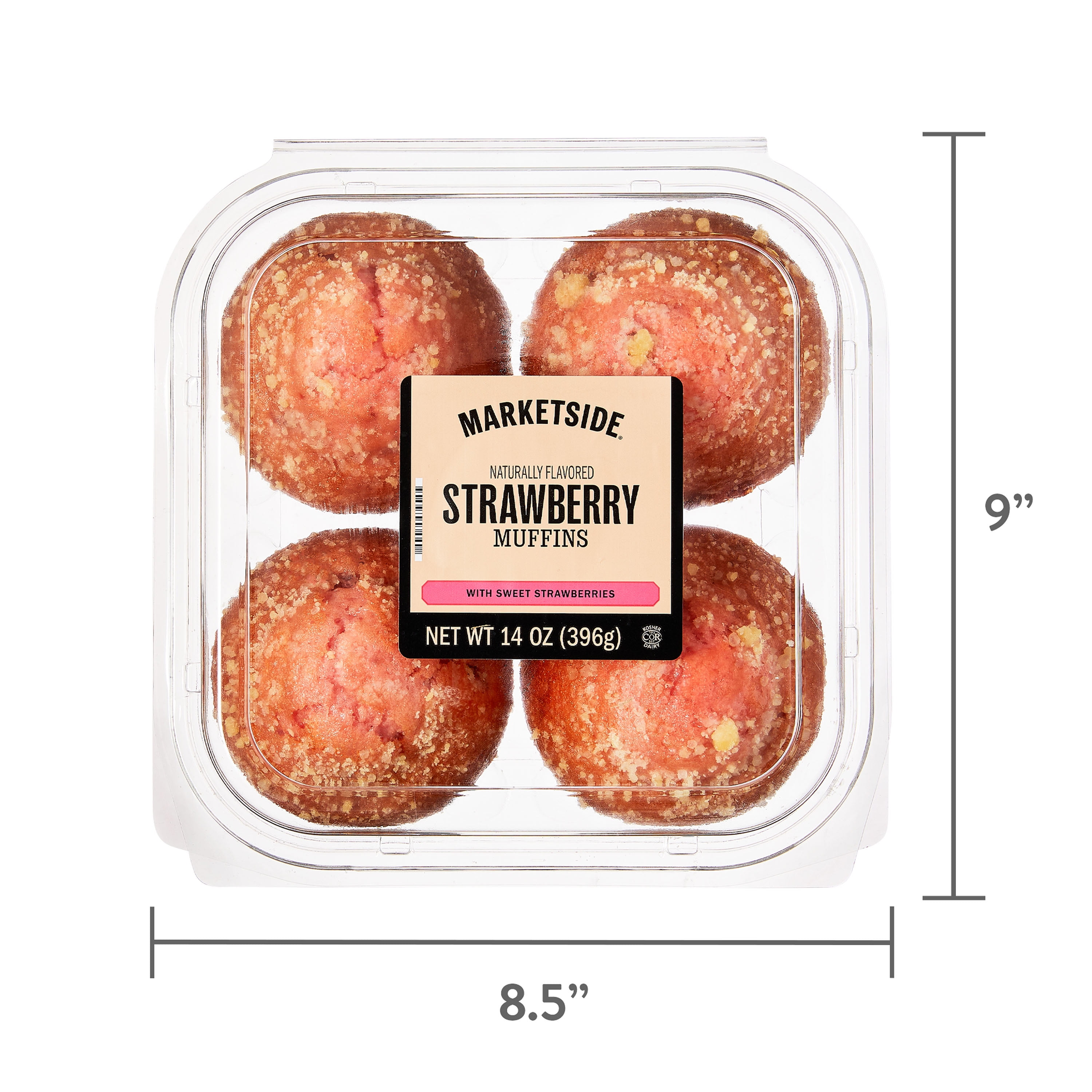 Marketside Strawberry Muffin, 14 oz, 4 Count