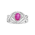 thumbnail image 1 of RYLOS Rings for Women Sterling Silver Ring XOXO Hugs & Kisses 7X5MM Gemstone & Diamond July Star Ruby Jewelry Size 6, 1 of 7