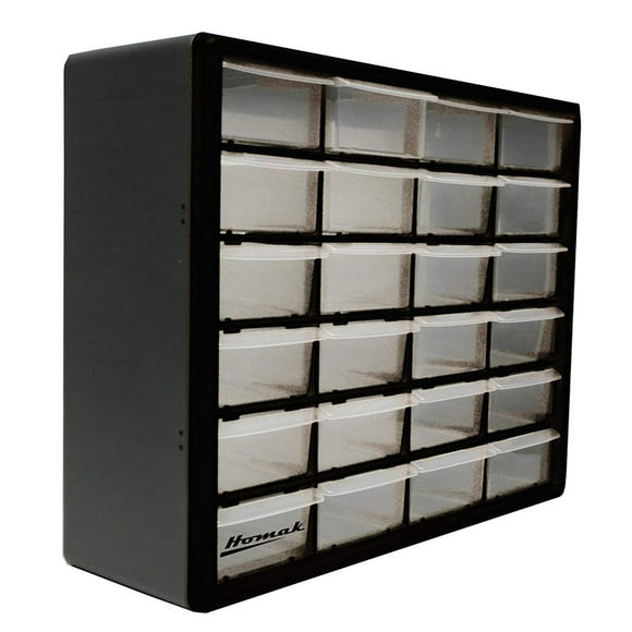 Homak 24-Drawer Parts Organizer, Black, HA01024152