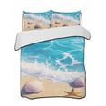 thumbnail image 2 of Coastal Beach Full Size Down Alternative Comforter, Lightweight Comforter Quilt Bedding Set with Pillow Shams Nautical Ocean Starfish Shells Sea Waves All Seasons Bed Comforter Duvet Insert 78"x90", 2 of 7