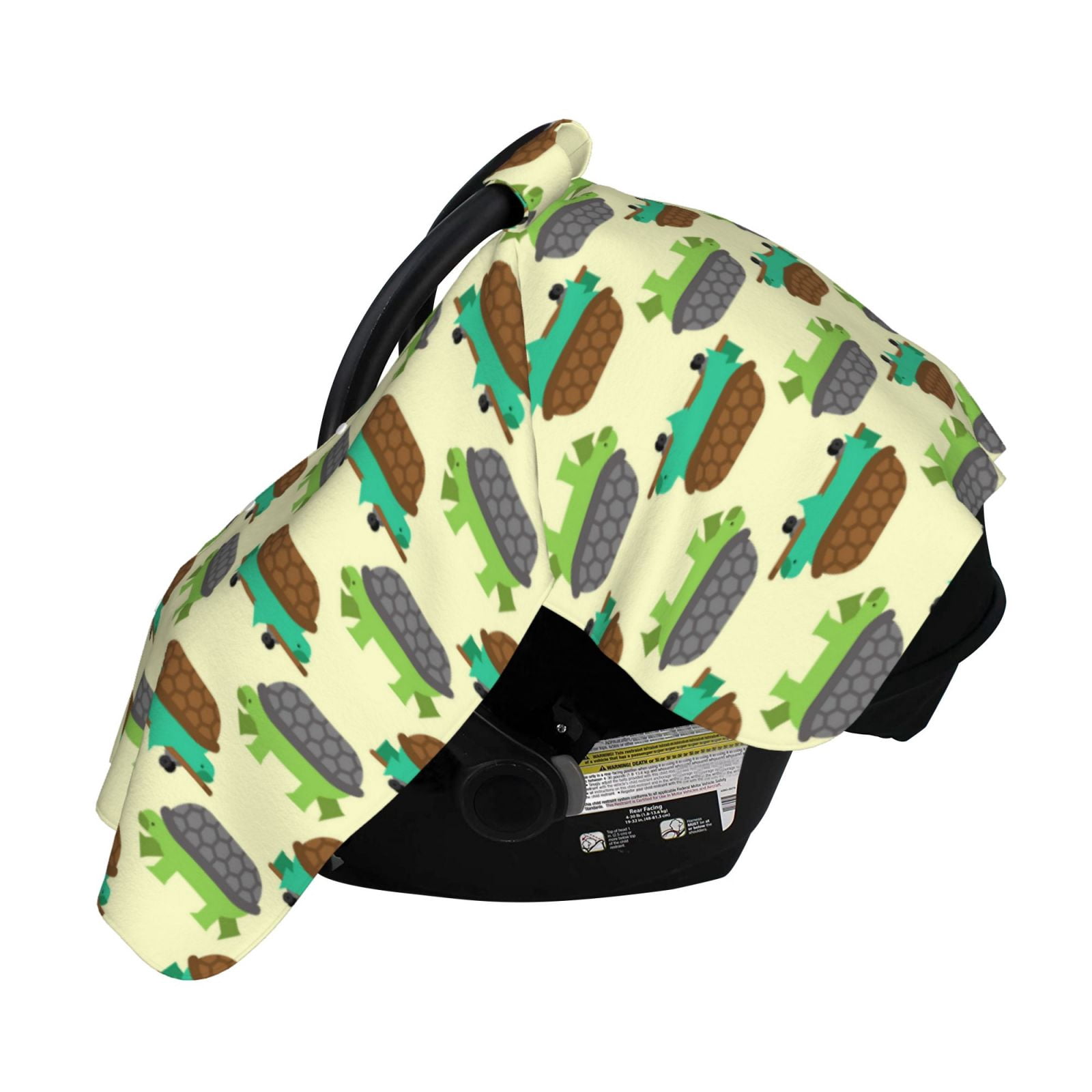 Naloa Turtle On Skateboard Baby Car Seat Cover, Breathable Baby Carrier Cover, Multiuse Baby Carrier Cover & Nursing Breastfeeding Cover