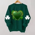 thumbnail image 4 of St. Patrick's Day Sweatshirt for Women Heart Clover Graphic Print Crewneck Long Sleeve Ribbed Cuffs Festive Holiday Party Fleece Clothes, 4 of 4
