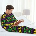 thumbnail image 6 of Salouo Carnival Mardi Gras Print Button-Front Long Sleeve Pajama Set for Men, Soft 2Pjs Men's Long Sleeve Sleepwear-XX-Large, 6 of 7