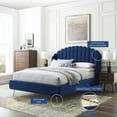 thumbnail image 5 of Platform Bed Frame, Queen Size, Velvet, Blue Navy, Modern Contemporary Urban Design, Bedroom Master Guest Suite, 5 of 10