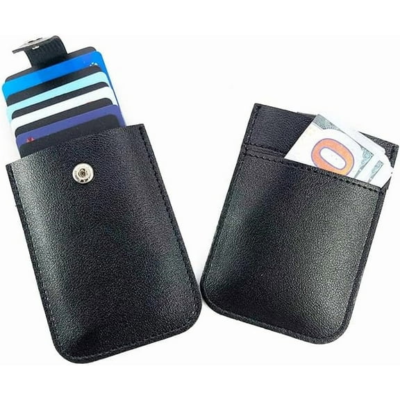 Slim Minimalist Card Holder Black RFID Blocking Card Case 104x74x3mm Compact Credit Wallet
