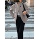 thumbnail image 4 of Abrigo Corto de Invierno Holgado para Mujer, Chaqueta Tipo Blazer Elegante de un Solo Botón Color de la Tarjeta Gris XL, 4 of 9