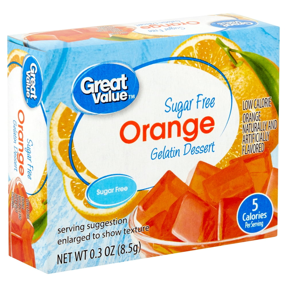 Great Value Sugar Free Orange Gelatin Dessert, 0.3 oz