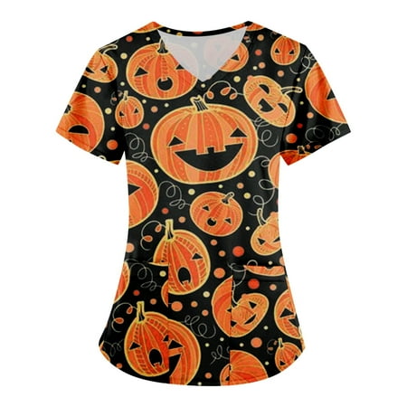 

Fragarn Digital Print Stretch Scrubs Top - Pandamed Notch Neck Women Stretch Top Positioning Printing Top