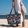 thumbnail image 6 of Pofeuu Colorful Tropical Leaves Print Beach Bag,Waterproof Sandproof Beach Tote Bag, Large Capacity Foldable Beach Bags for Women, 6 of 7