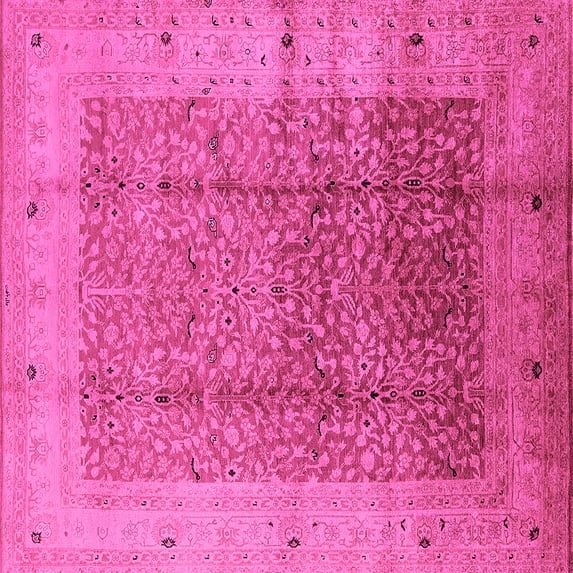 Ahgly Company Indoor Square Oriental Pink Industrial Area Rugs, 5' Square