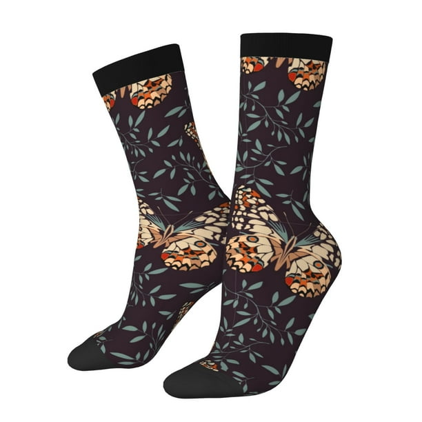 Fotbe Butterfly1 Calcetas Largas con Estampado para Hombre y Mujer – Calcetas de Compresión Transpirables y Elásticas, Viajar y Uso Diario Talla 5-11
