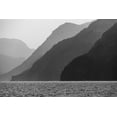 thumbnail image 2 of Jaynes Gallery 14x11 Gold Ornate Wood Framed with Double Matting Museum Art Print Titled - Alaska-Tongass National Forest BandW of hazy day in Lisianski Inlet, 2 of 4