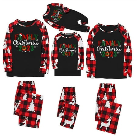 

BiZtdJrK Christmas Pajamas Matching Sets for Baby 2024 Casual Long Sleeve Jumpsuits Pjs Set Cute Printed Overalls Lounge Sleepwear Deal of the Day Red 12M