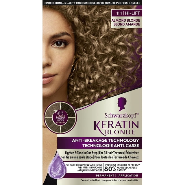 Schwarzkopf Keratin Blonde Permanent Hair Colour Cream Almond Blonde 11.1, Hi-Lift Permanent Color, 1 Application