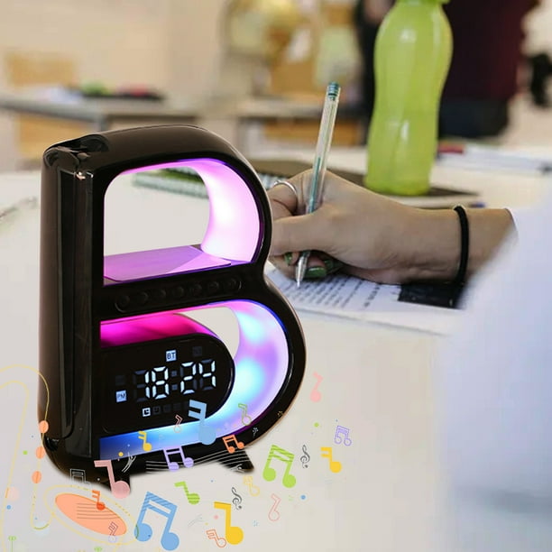 RKSTN A clock Wireless Charging Speaker 5-in-1 New Wireless Speaker Charger Smart Light Alarm Clock With Color Changing Function Dimmable Bedside Night Light Gift Idea