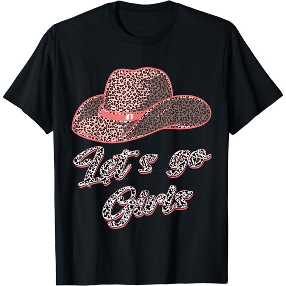 Let麓s Go Girls - Country Southern Western Leopard Cow T-Shirt Black 2X-Large