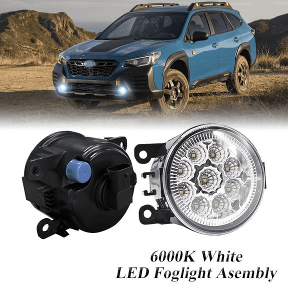 Pair Round LED Fog Lights for Subaru Outback 2011-2024, 55W White Clear Off-Road Lamps Black Front Bumper LED Fog Lights Assembly