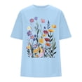 thumbnail image 4 of Graphic Tennis Tees for Women's T-Shirts Oversized Graphic Tee for Casual Everyday Wear Top with Print Comfortable Fit Blue L, 4 of 5