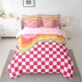 thumbnail image 3 of Homewish Dreamy Cartoon Rainbow Twin Bedding Sets 7-Piece, Red Rectangle Abstract Plaid Bedding Comforter Set, Teens Kids Boys Girls Reversible Sheet Sets, Luxury Bedroom Decor, 3 of 8