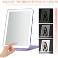 thumbnail image 4 of LED Foldable Travel Makeup Mirror - 5x7 inches3 Colors Light Modes USB Rechargeable Touch Screen, Portable Tabletop Cosmetic Mirror for Travel, Cosmetic, Office (Violet), 4 of 6