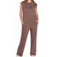 thumbnail image 1 of Traje Informal de Dos Piezas para Mujer, Cuello Alto, Pantalones Anchos, Ideal para Vacaciones y Viajes Marrón S, 1 of 10