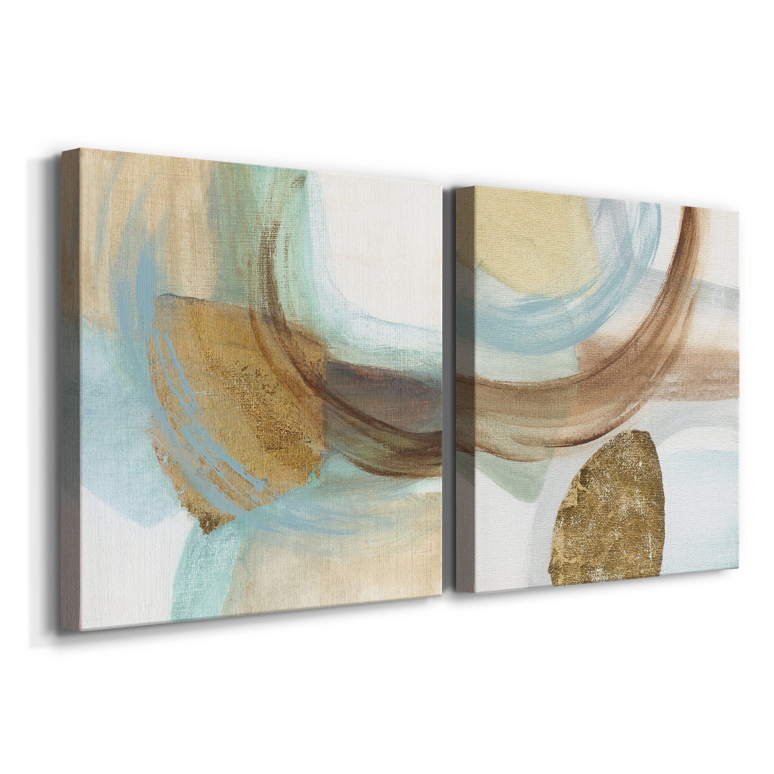 Blue Rythm I - Premium Gallery Wrapped Canvas - Ready to Hang Set of 2 - 16 x 16 Each