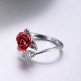 thumbnail image 3 of Anillo de oro con forma de rosa y flor roja y rosa, anillos abiertos para mujeres y niñas, 3 of 5