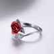 thumbnail image 3 of Anillo de oro con forma de rosa y flor roja y rosa, anillos abiertos para mujeres y niñas, 3 of 5