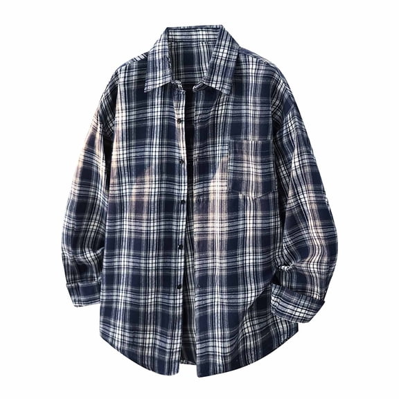 Vetsdori Plaid Shirts for Men Long Sleeve Pocket Button Up Outdoor Winter Trendy Collar Mens Tshirts Graphic
