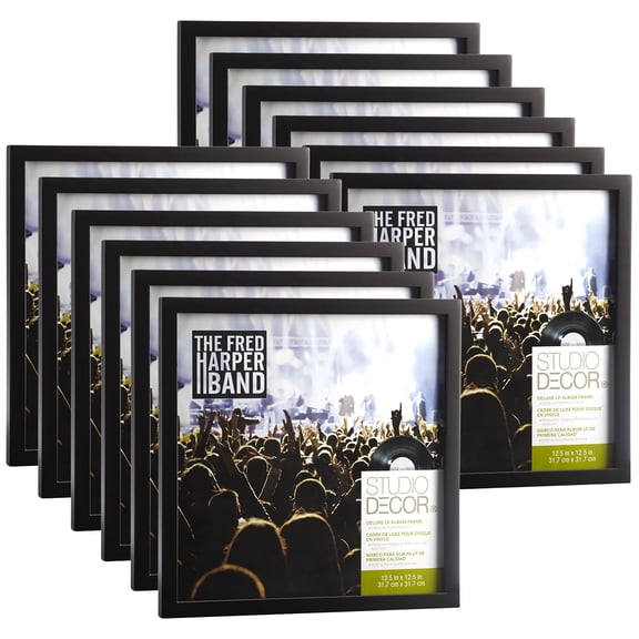 Studio Decor 12.5" x 12.5" Black Deluxe LP Album Frame, 12 Pack