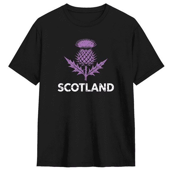 Scotland Thistle Retro Graphic Tee For Men And Women, Travel Casual Cotton Short Sleeves T-Shirt